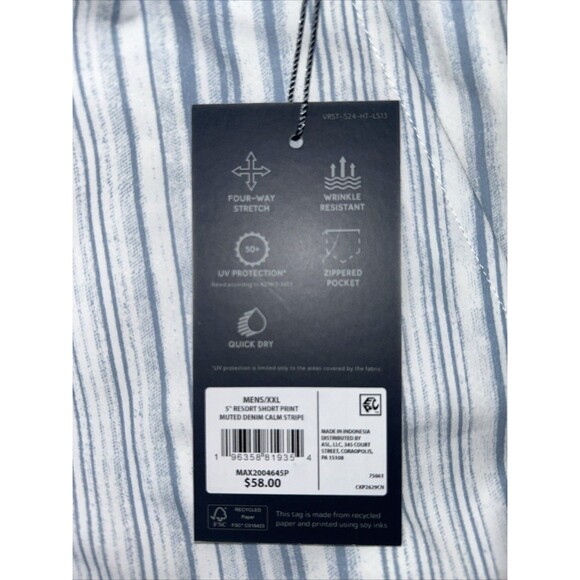 VRST Men's 5” Resort Short, Slim Fit with Liner, Denim Stripe, Size XXL - Picture 11 of 13